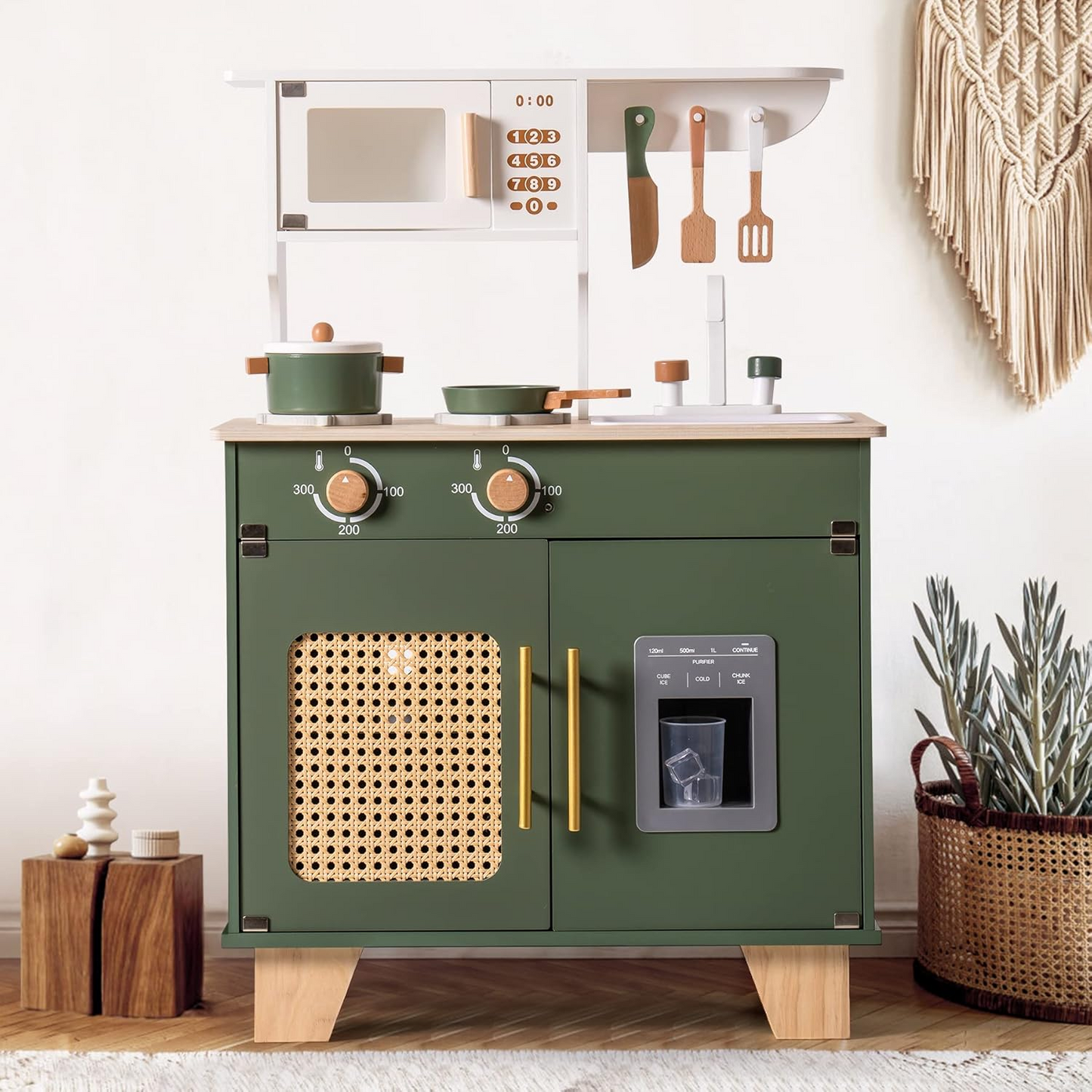 Vintage Green Wooden Play Kitchen