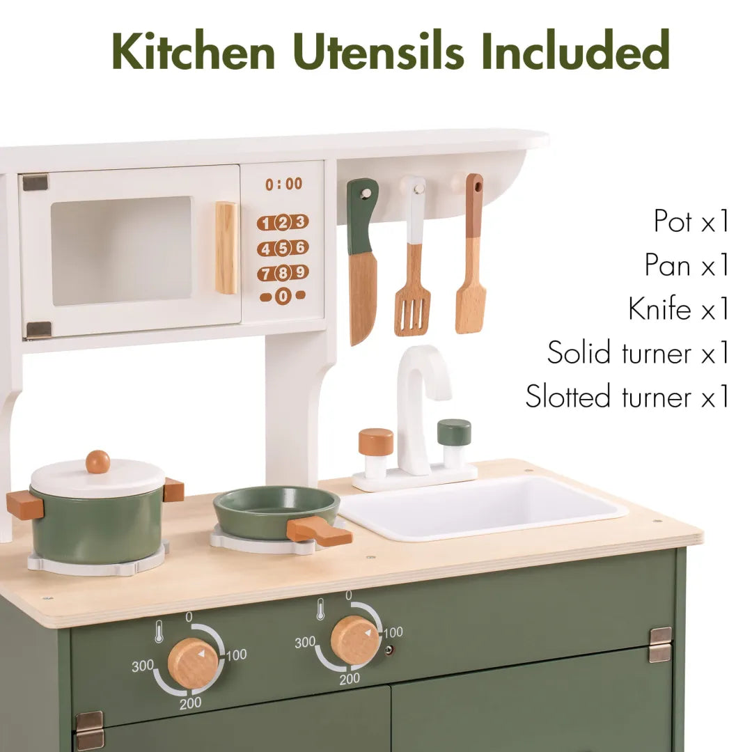 Vintage Green Wooden Play Kitchen - Oliver Ruffus