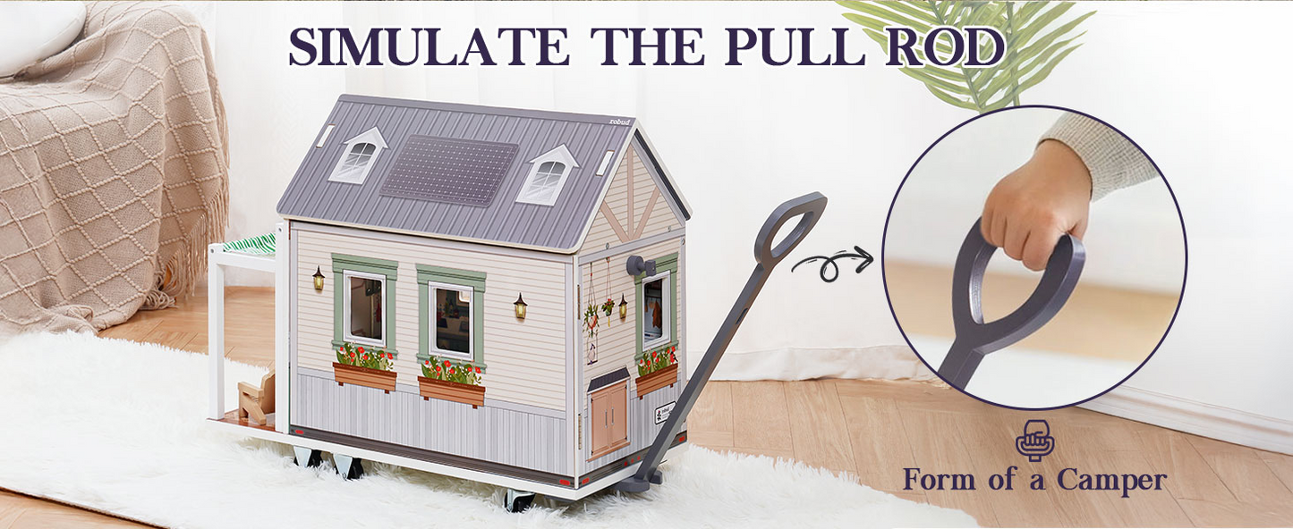 Wooden Realistic Tiny Home Camper Van Dollhouse