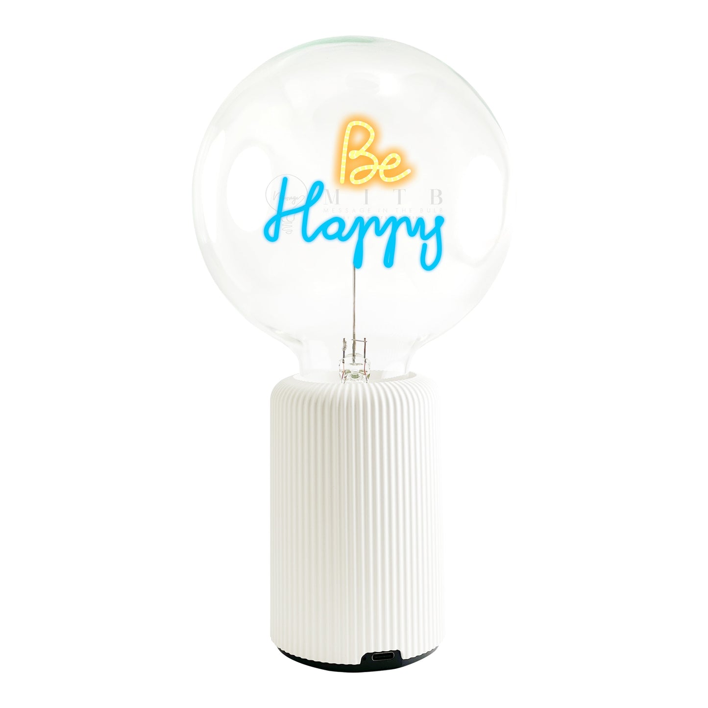 Bulb BE HAPPY Amber/ Blue with Base Table Lamp PORTABLE Pop Nomad