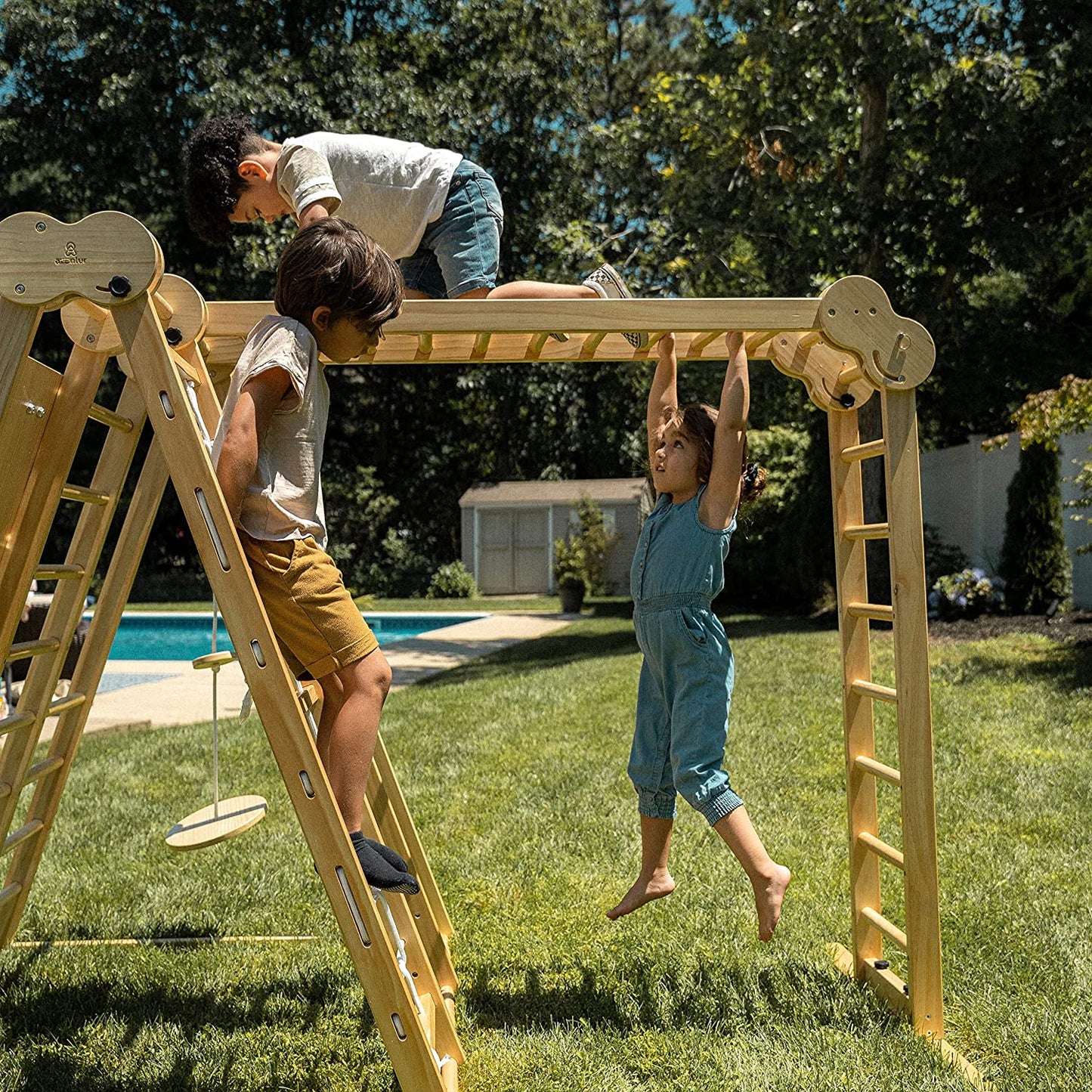 Chestnut - Outdoor and Indoor 8-in-1 Jungle Gym for Toddlers Playset