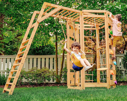 Hawthorn - Outdoor Climber with Monkey Bars, Swing, and Octagon Climber Playset