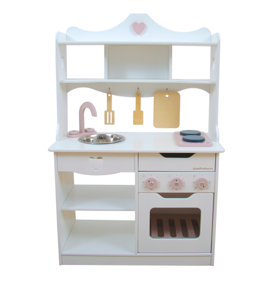 Wooden Play Kitchen | Angel White and Pink - Oliver Ruffus