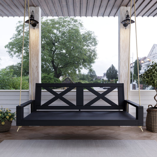 Breezy Acres Malvern Porch Swing Bed, 6 Ft Black