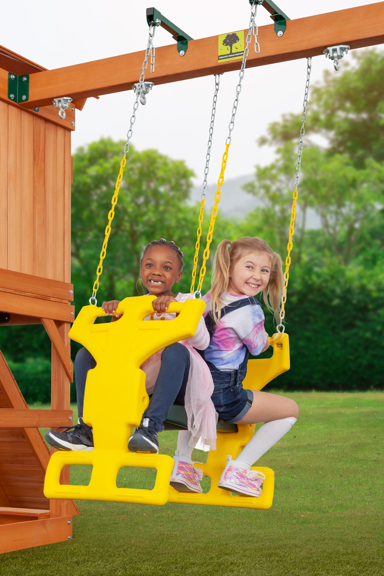 Timber Valley Wooden Swingset- Choose from 7 Accessory Color Options!