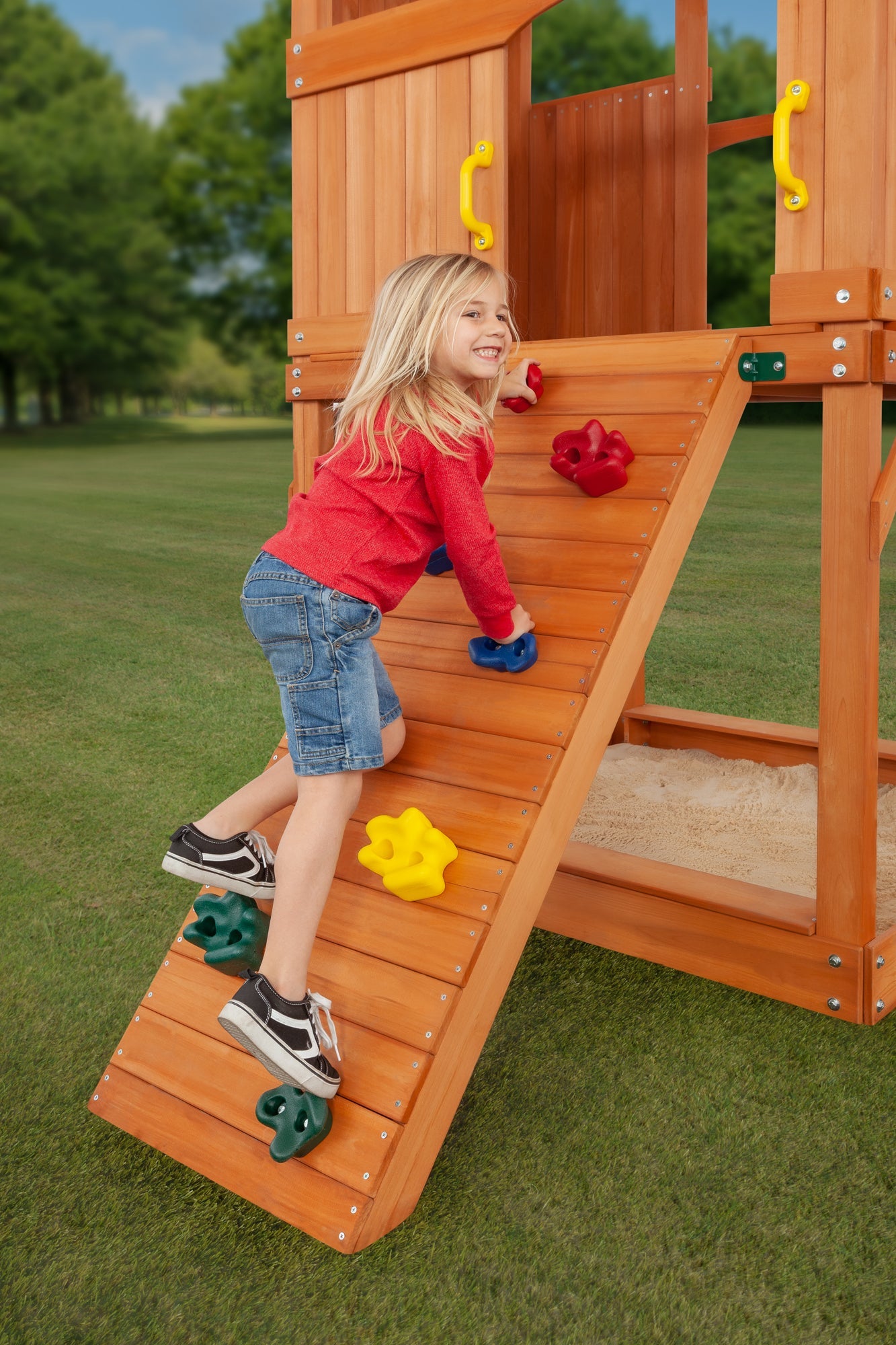 Timber Valley Wooden Swingset- Choose from 7 Accessory Color Options!