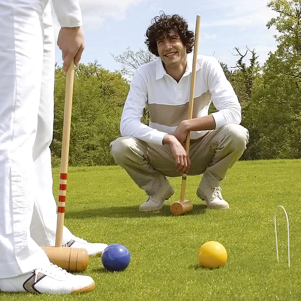 6-Player Croquet Set with Wooden Trolley