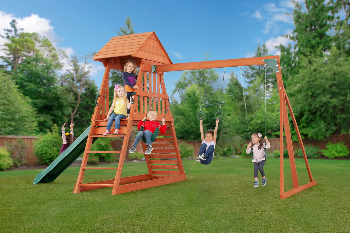 Cedar Chalet Wooden Swing Set