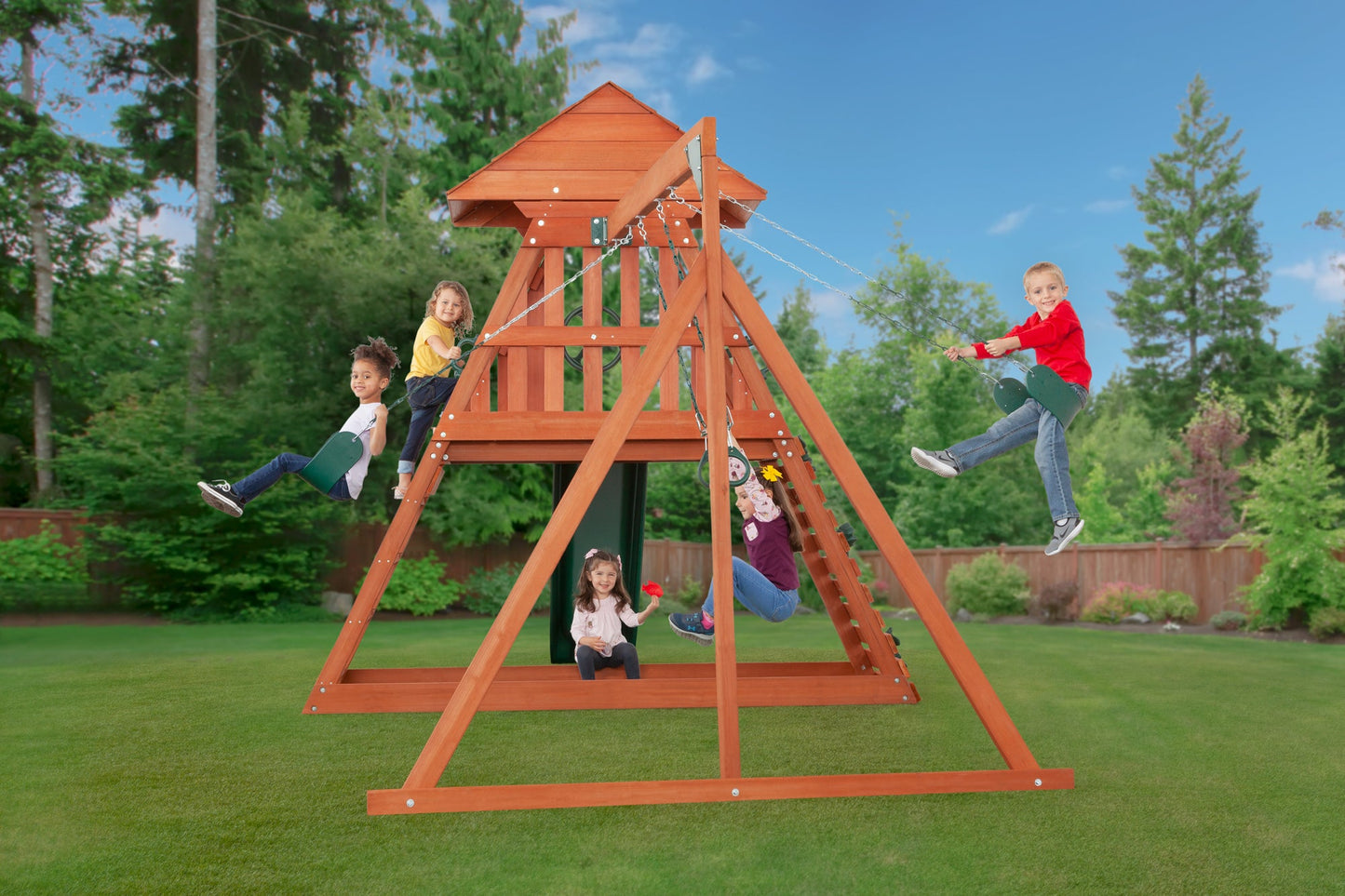 Cedar Chalet Wooden Swing Set