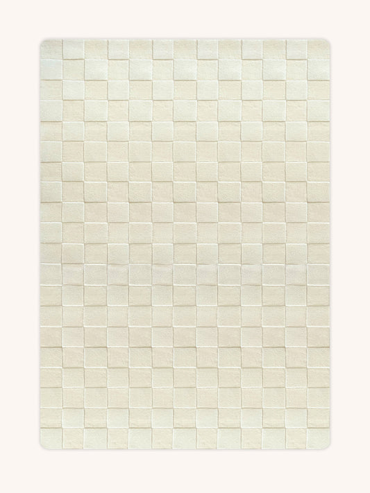 Rug CHECKERBOARD Off White 3.9 x 5.9 ft