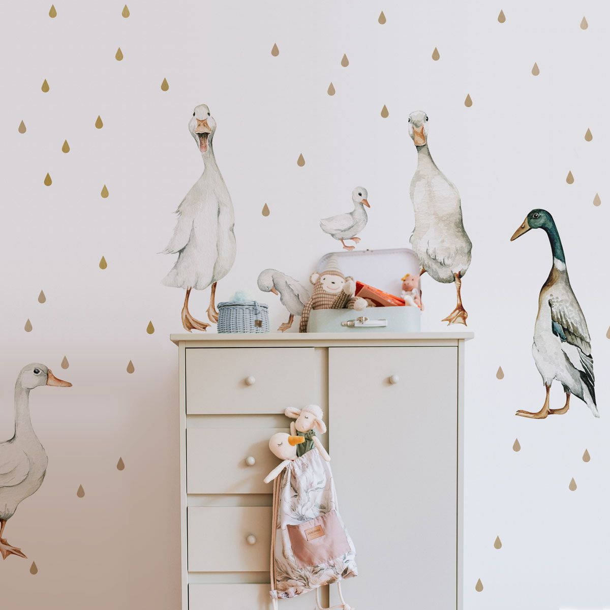 White Ducks Wall Decal Set