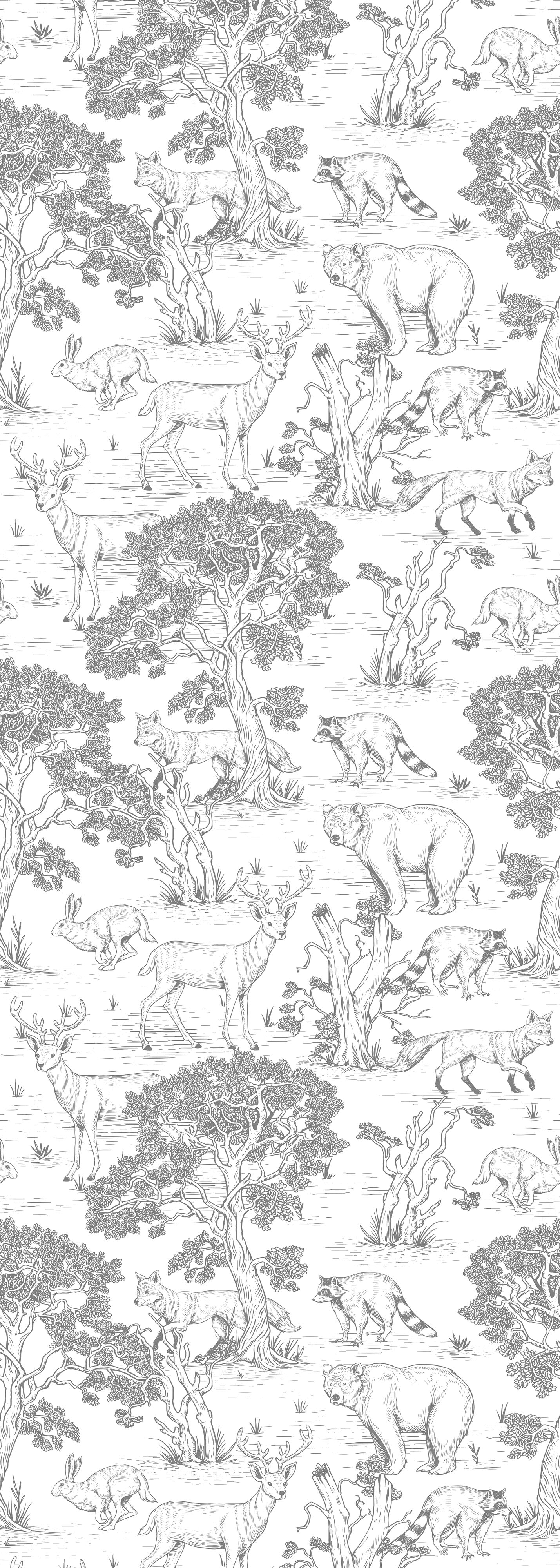 Sketchbook Animals White Wallpaper