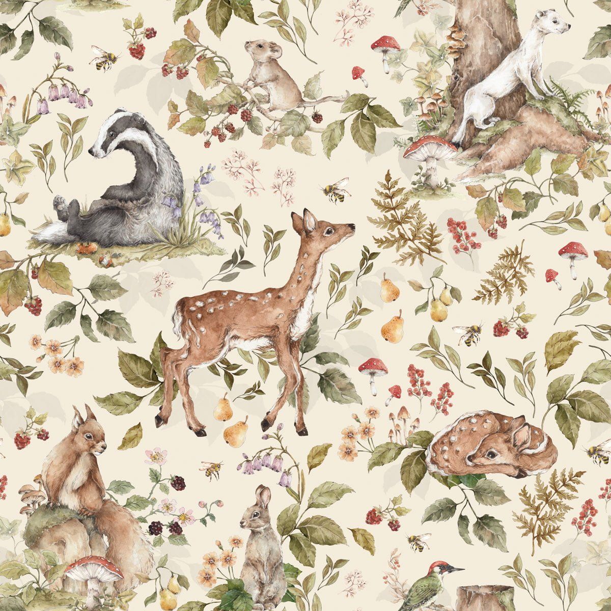 Cute Forest Animals Light Wallpaper