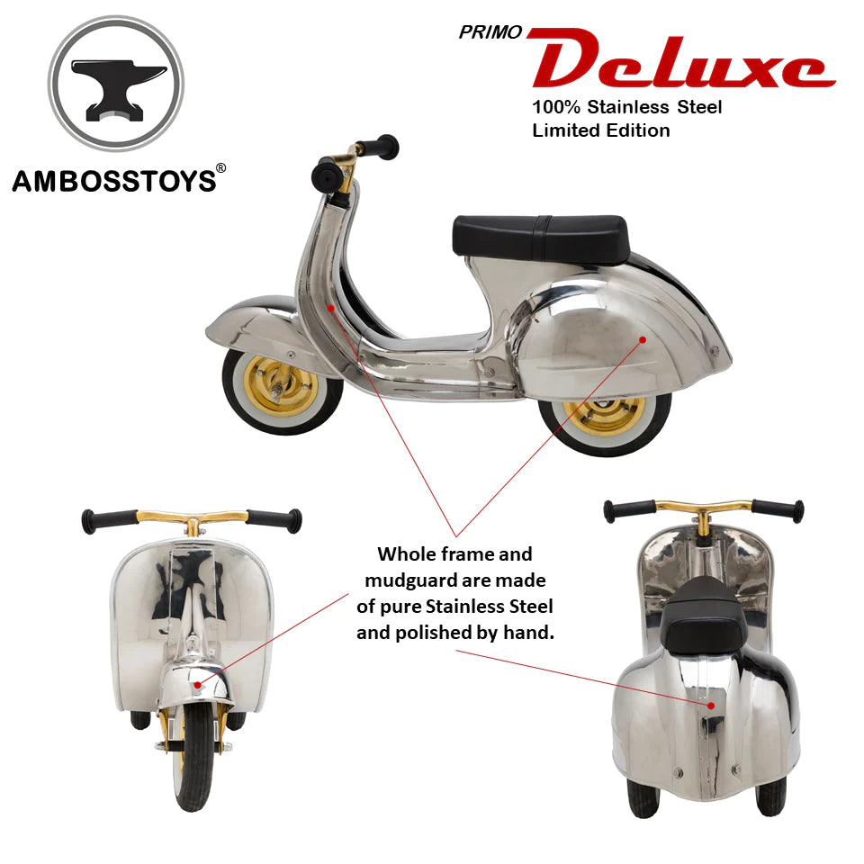 PRIMO DELUXE stainless steel (limited edition) Ride On Scooter *Coming Soon! - Oliver Ruffus