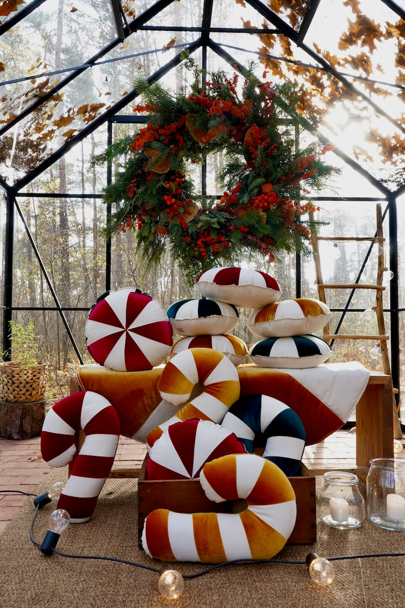 “Red Lollipop” Patchwork Pillow