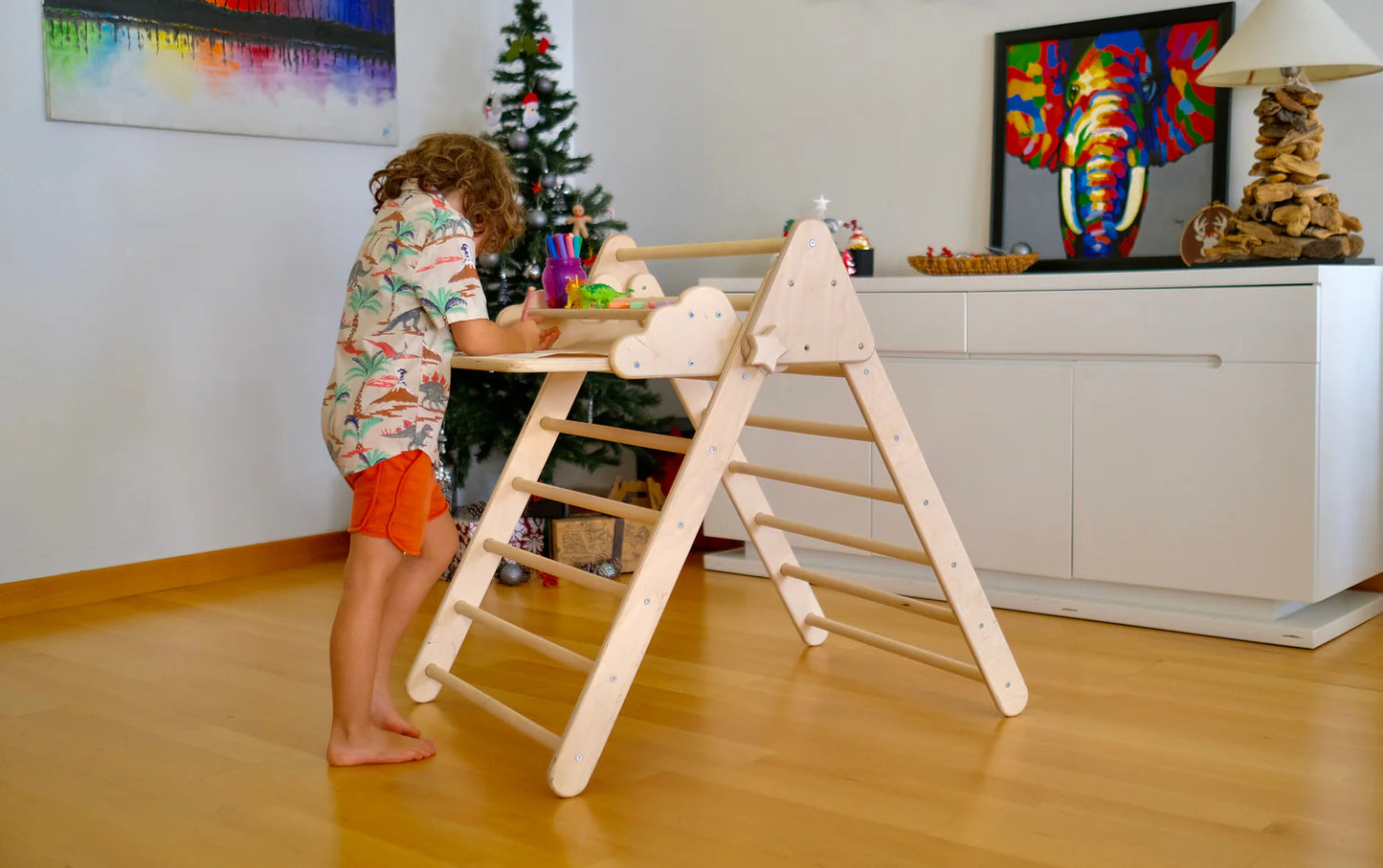 Foldable Montessori Climbing Triangle Set with Portable Table and Chair - Oliver Ruffus