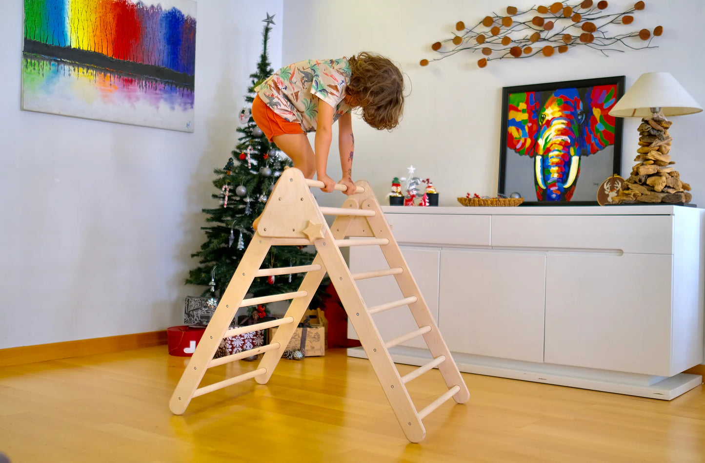 Foldable Montessori Climbing Triangle Set with Portable Table and Chair - Oliver Ruffus