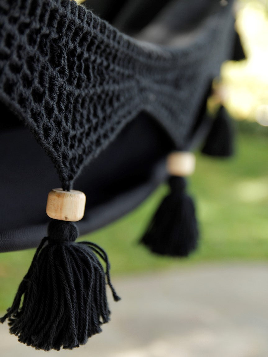 Boho Crochet Fringe Black Hammock | DANIELLA BLACK