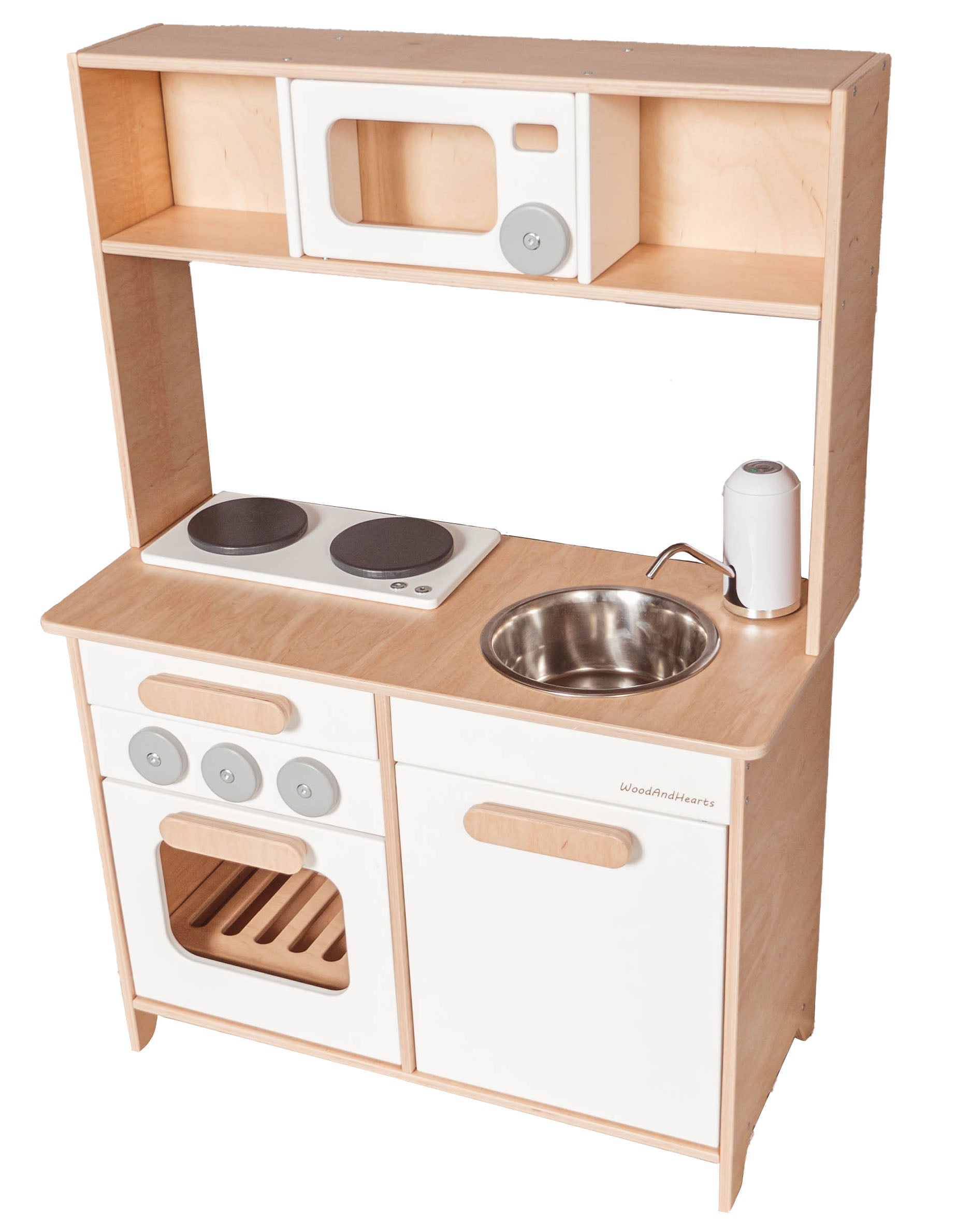 Wooden Play Kitchen with Working Sink | White - Oliver Ruffus