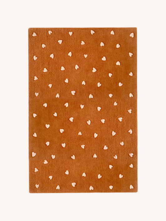 Rug HEARTS Brown / Pink Print 3.9 x 5.9 ft