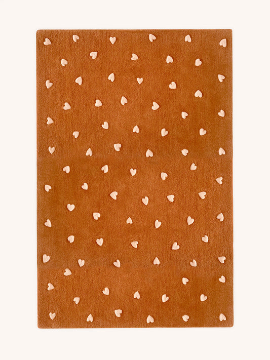 Rug HEARTS Brown / Pink Print 5.5 x 7.9 ft