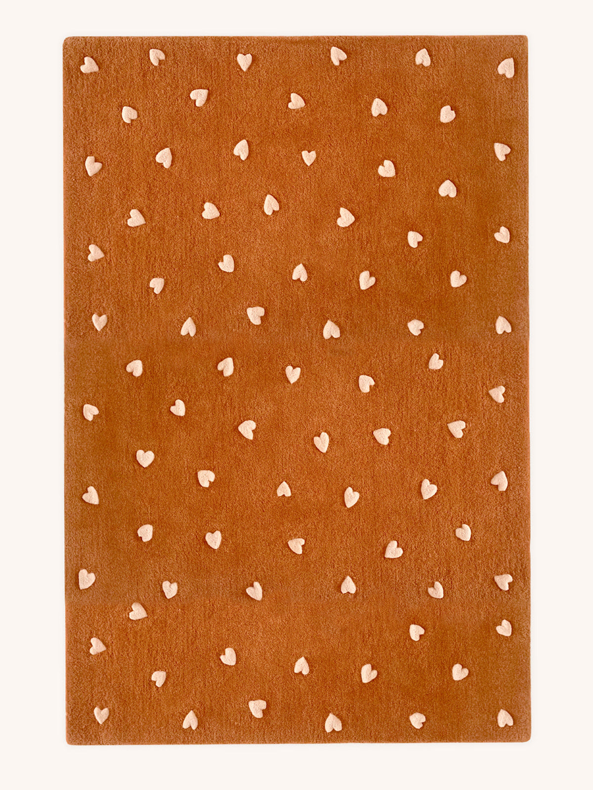 Rug HEARTS Brown / Pink Print 6.5 x 9.8 ft