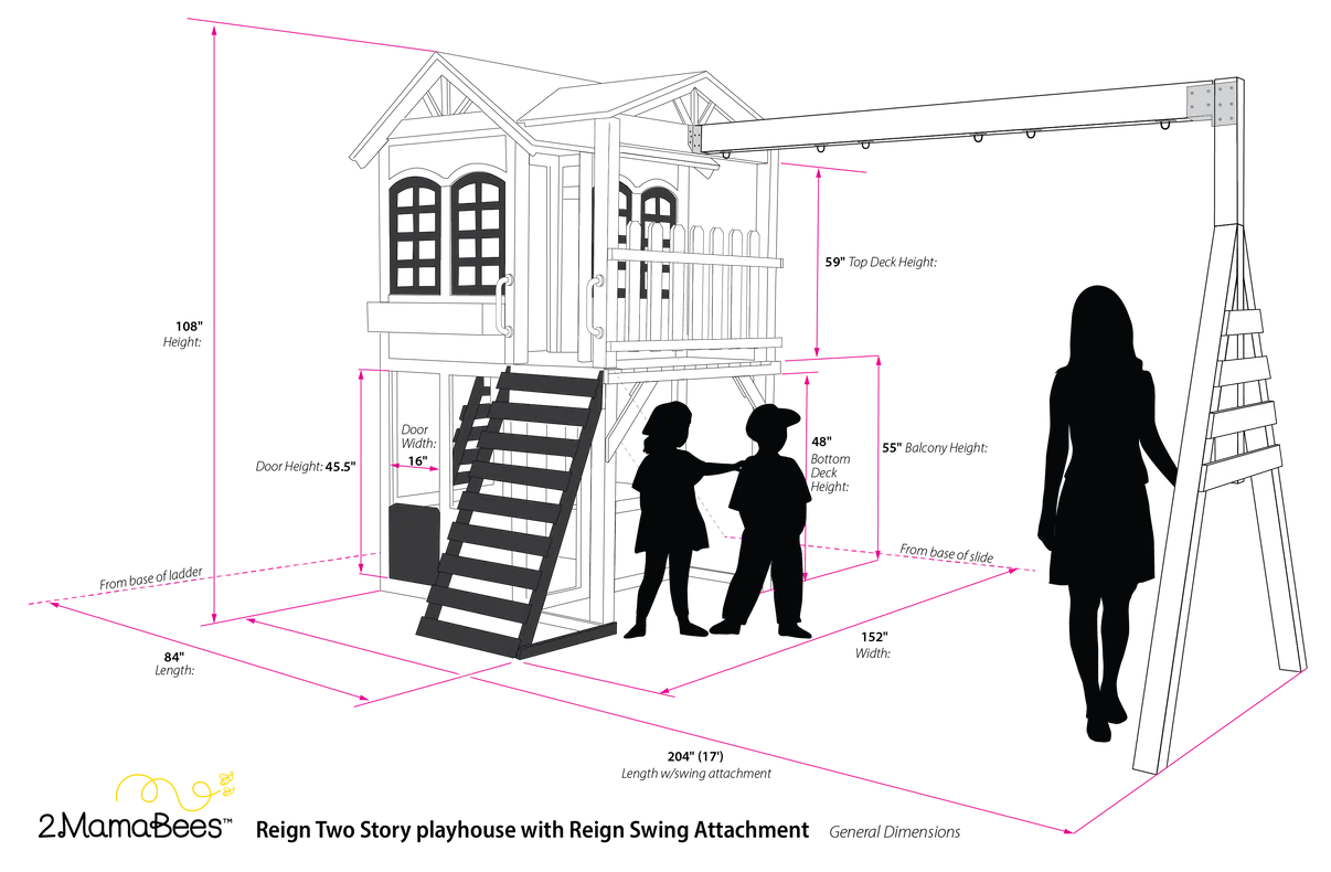 Reign Two Story Playhouse with optional Reign Swing Attachment