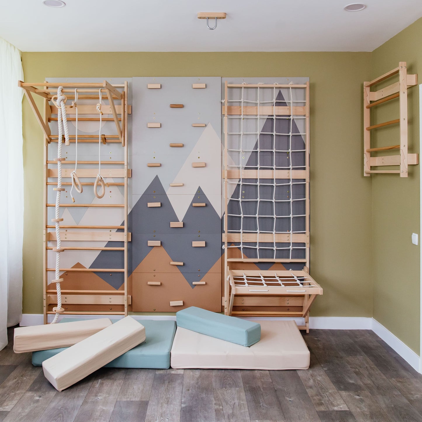 Wood and Hearts 3-in-1 Swedish Ladder Wall Gym for Kids 3+