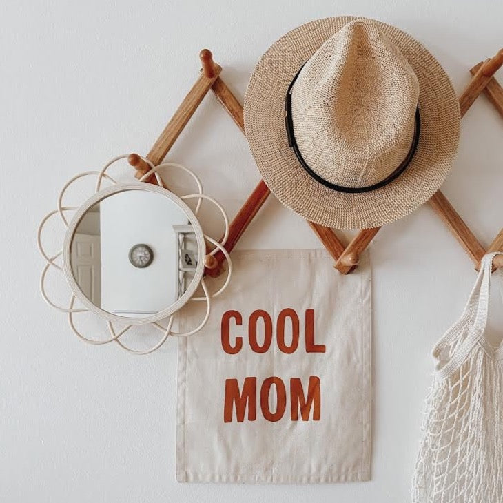 'Cool Mom' Hand-Sewn Canvas Wall Banner