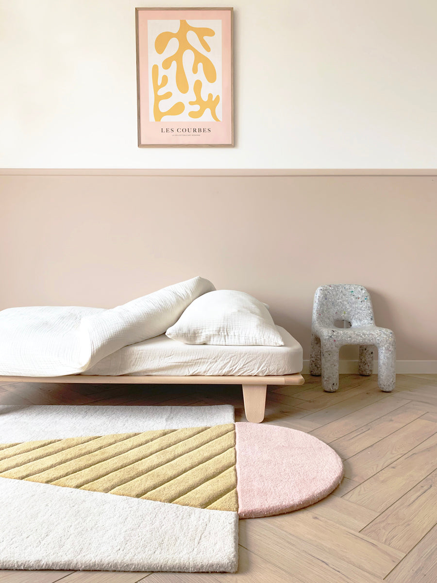 Rug ICE CREAM Cream / Pink and Light Brown Print 4 x 5 ft