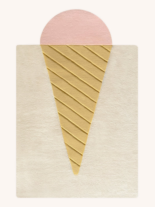 Rug ICE CREAM Cream / Pink and Light Brown Print 4 x 5 ft