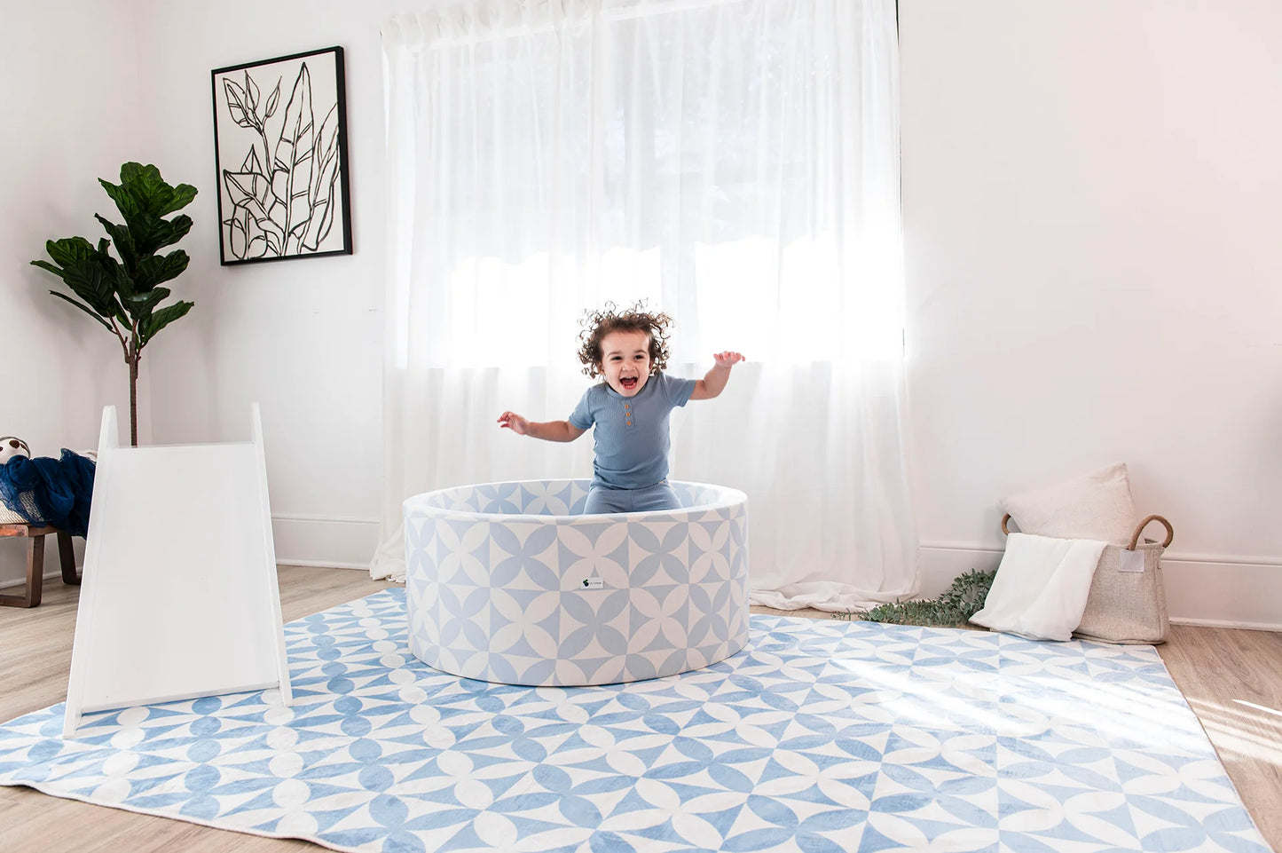 Modern Coastal Ocean Blue Print Ball Pit + 200 Pit Balls