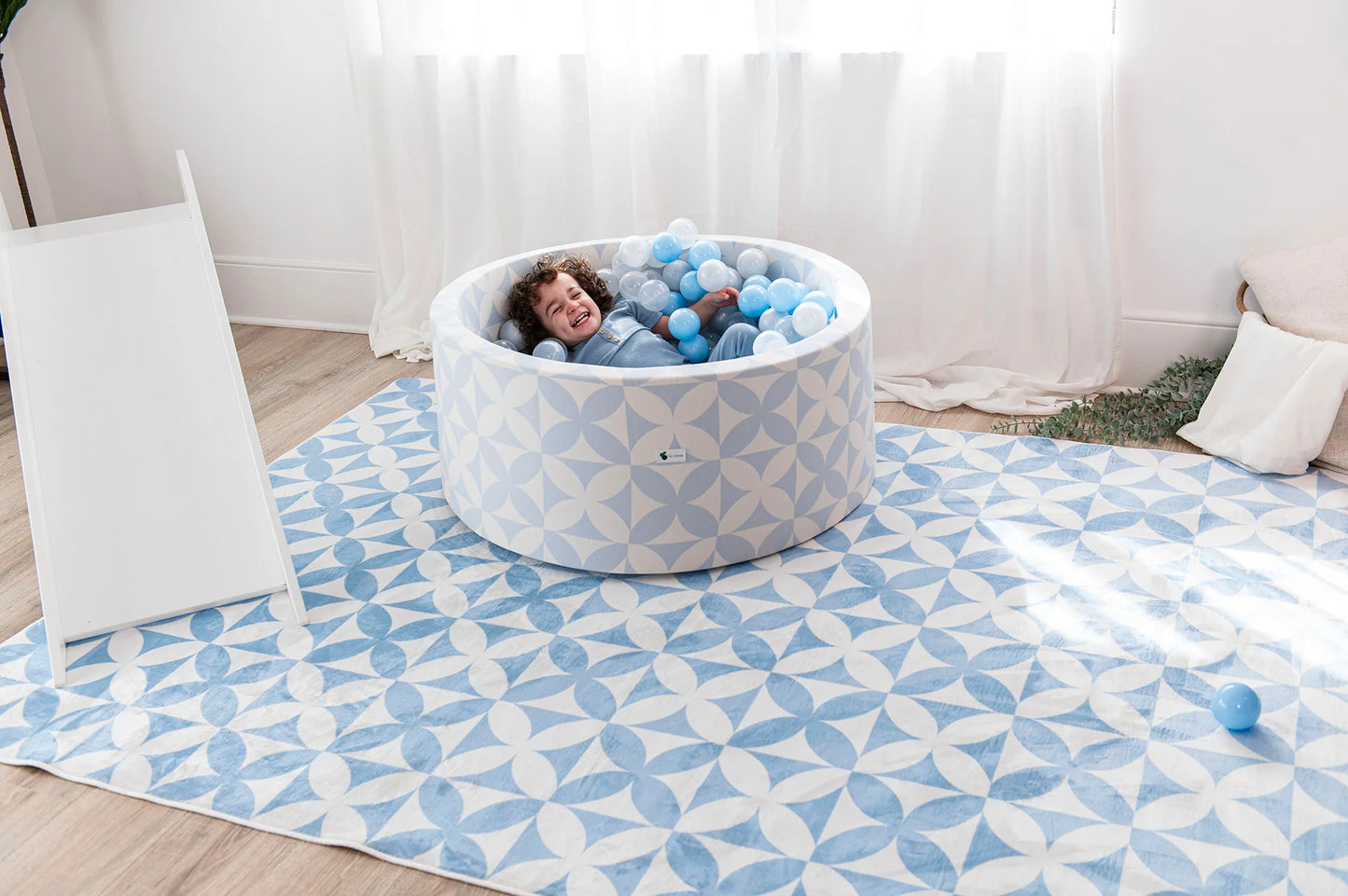 Modern Coastal Ocean Blue Print Ball Pit + 200 Pit Balls