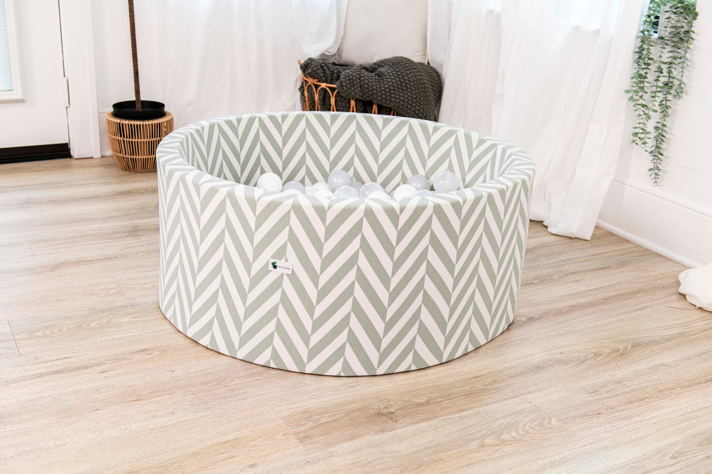 Herringbone Sage Print Ball Pit + 200 Pit Balls