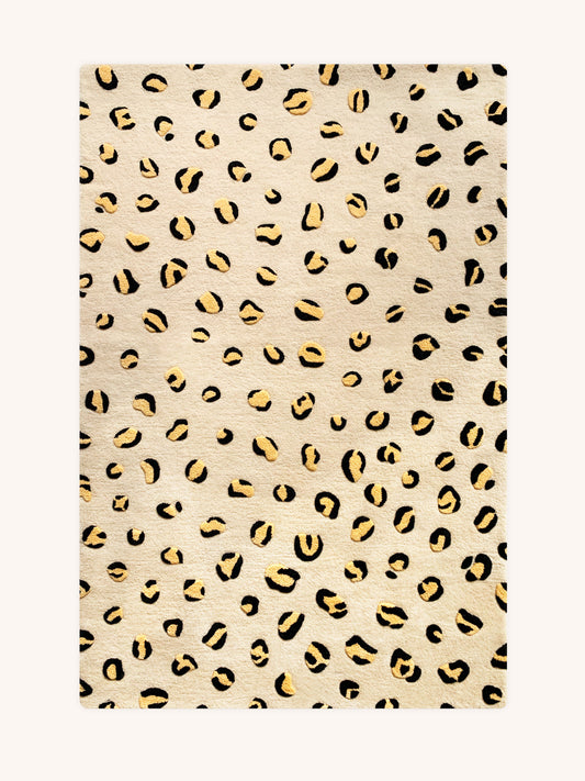 Rug LEOPARD Beige / Brown and Black Print 5.5 x 7.9 ft