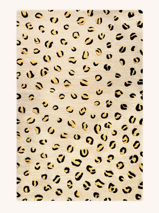 Rug LEOPARD Beige / Brown and Black Print 6.5 x 9.8 ft