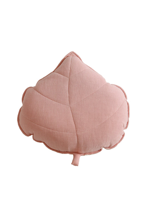 Linen Powder Pink Leaf Pillow