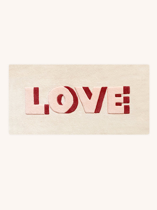 Rug LOVE Cream / Red Print 3.3 x 1.6 ft