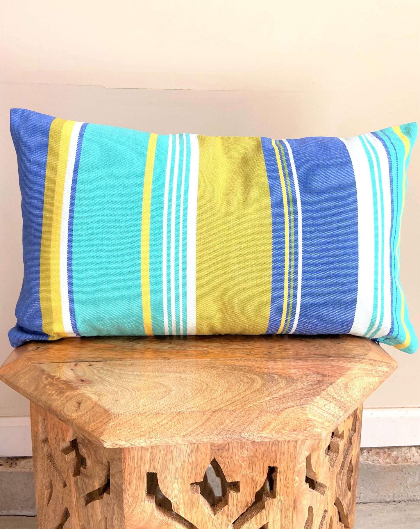 Ocean Blue Green Striped Throw Pillow | OCEAN