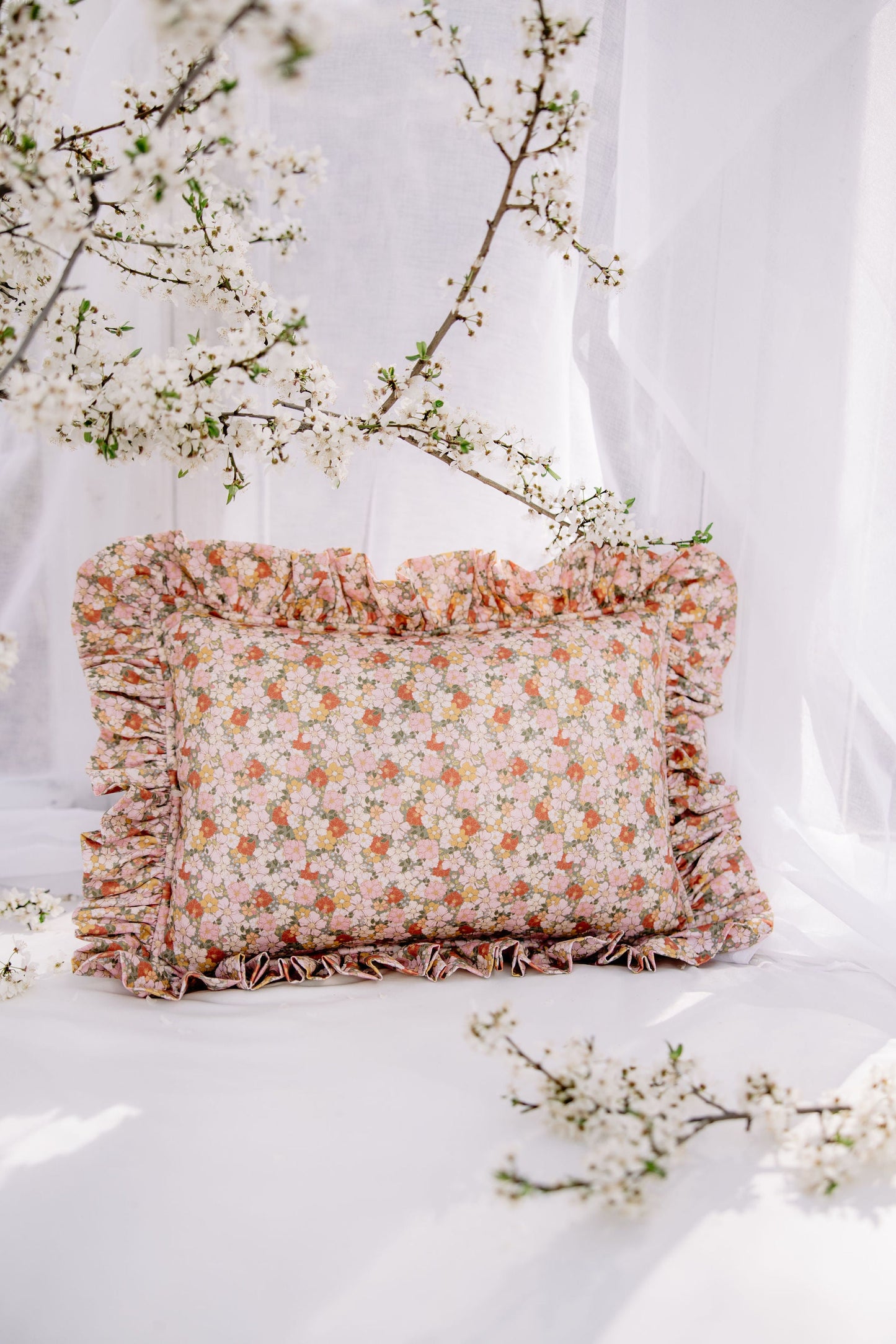 "Green Garden" Pillow with Frill