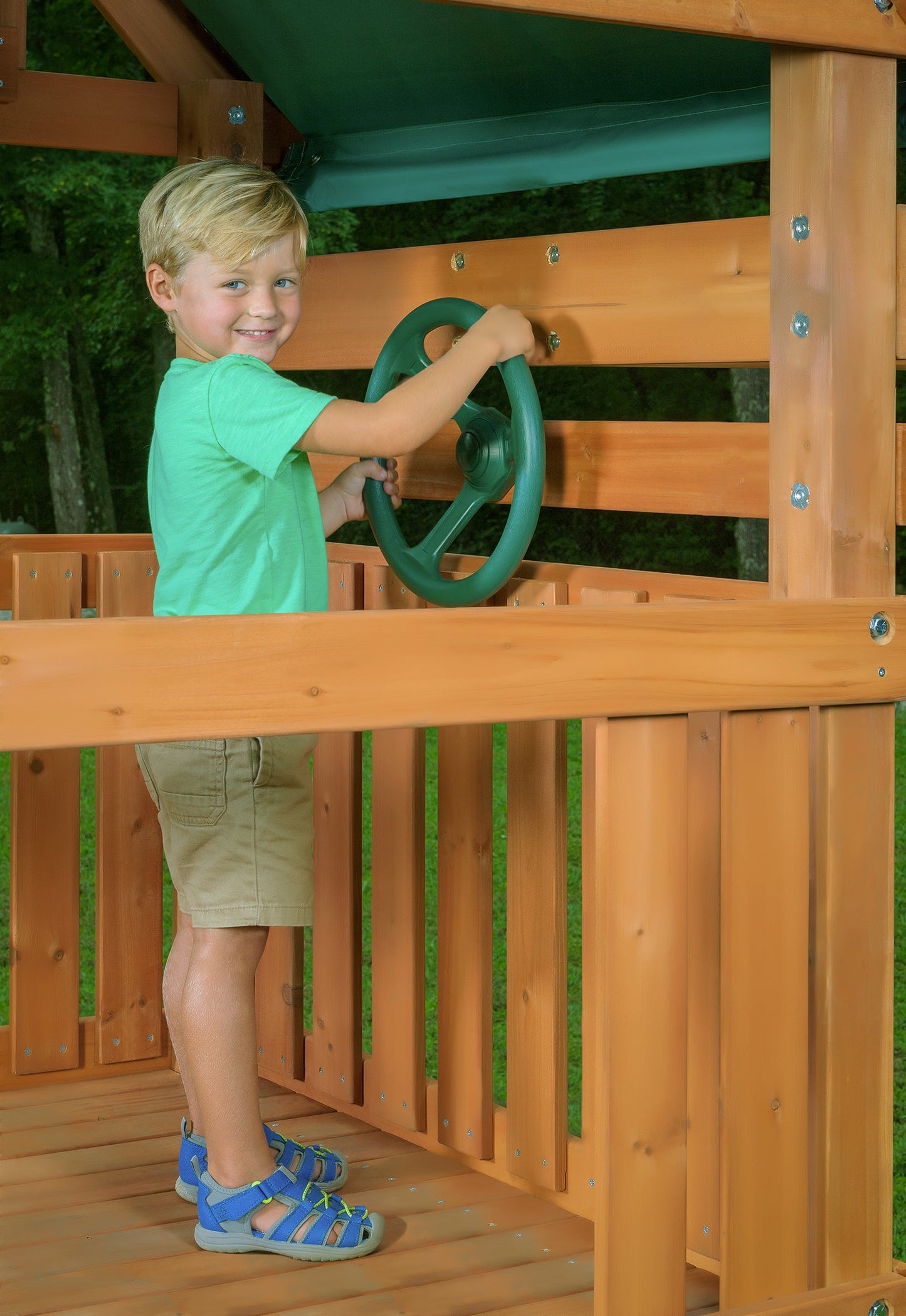 Mountain View Lodge Swing Set w/ Wooden Roof