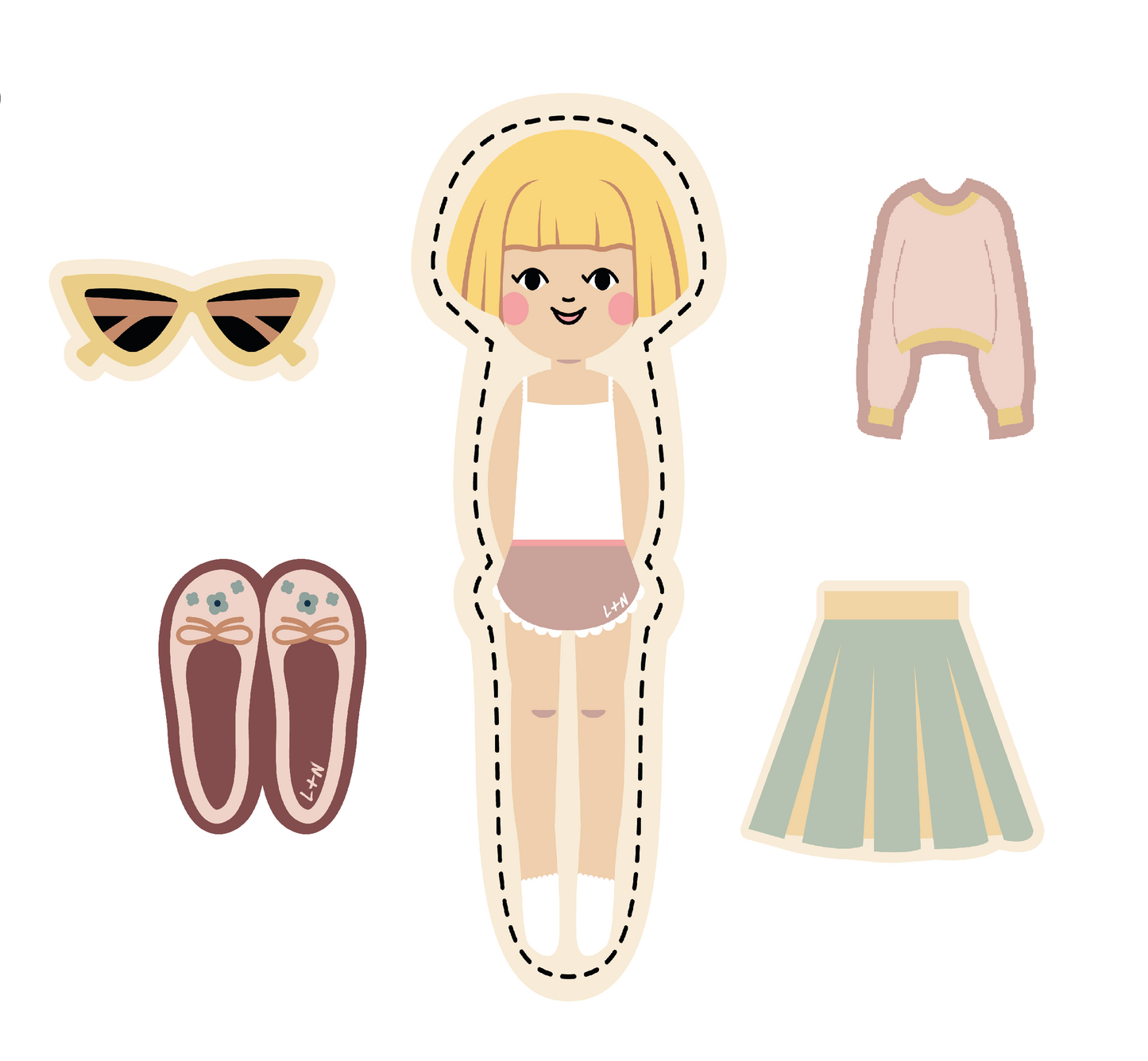 DIY Nimix 3 Piece Paper Doll Girl Set