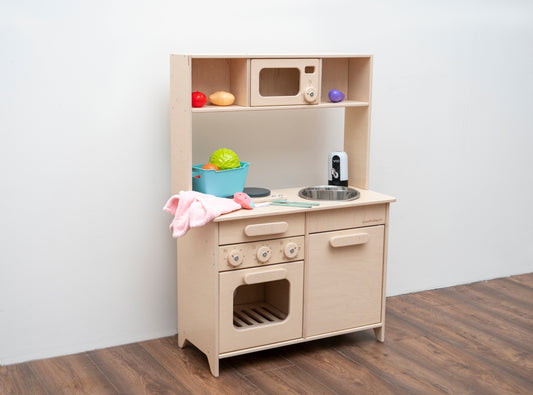 Wooden Play Kitchen with Working Sink | Natural - Oliver Ruffus