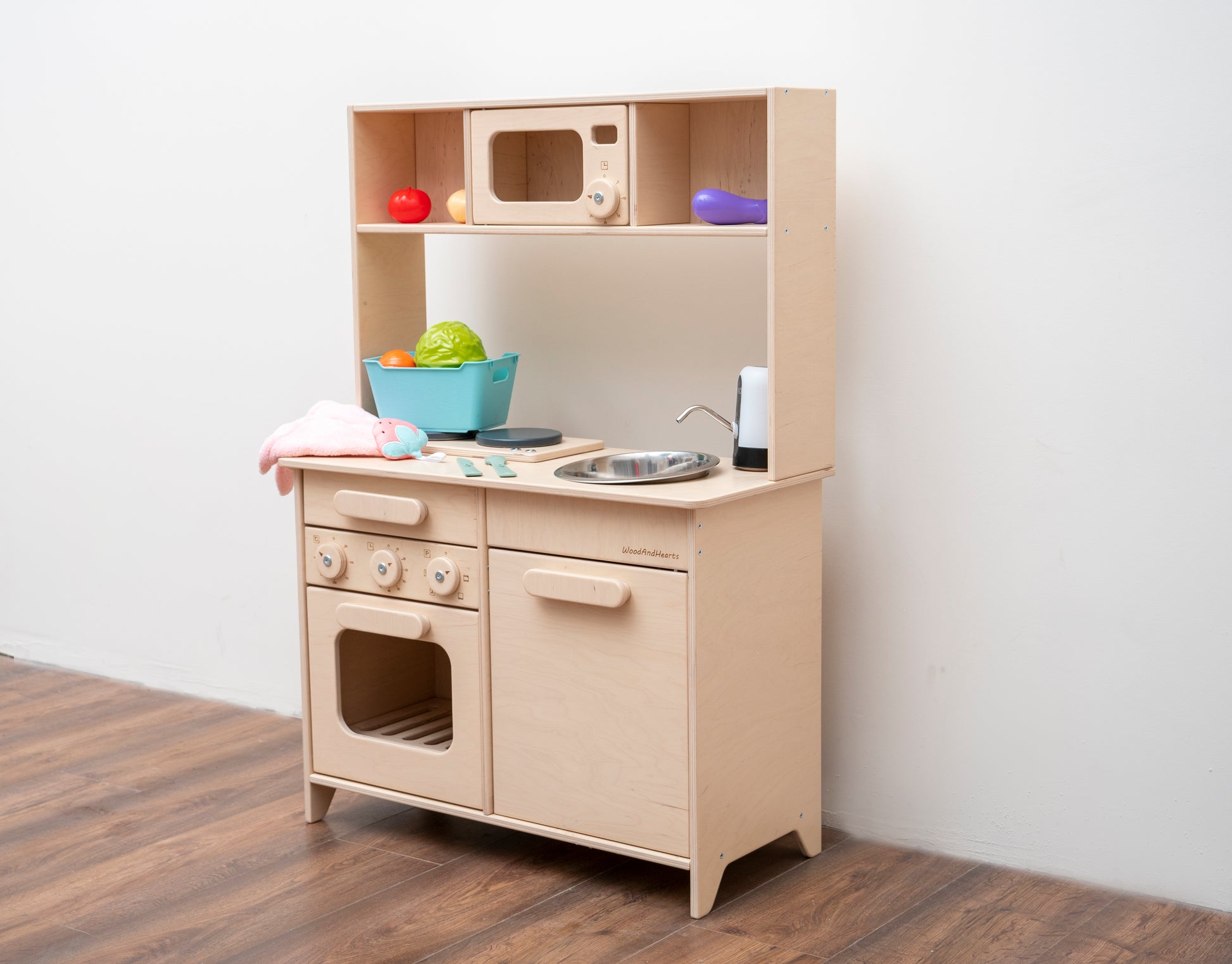 Wooden Play Kitchen with Working Sink | Natural - Oliver Ruffus