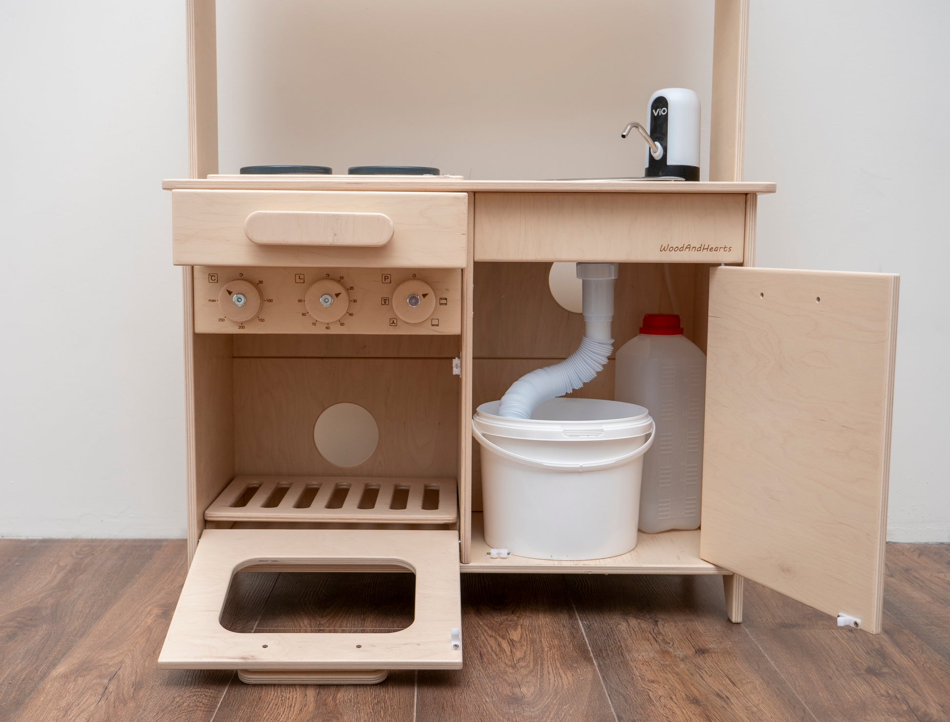 Wooden Play Kitchen with Working Sink | Natural - Oliver Ruffus