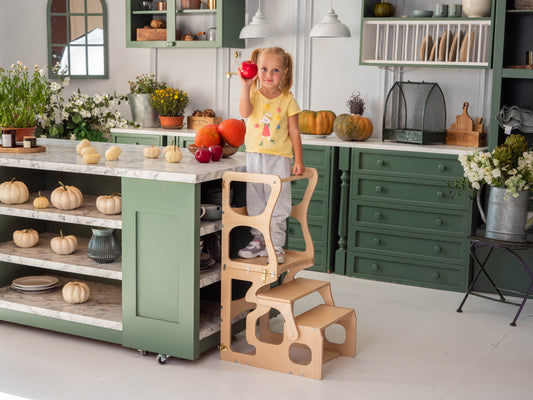 Convertible Kitchen Tower and Writing Desk, 2-in-1 Learning Helper - Oliver Ruffus