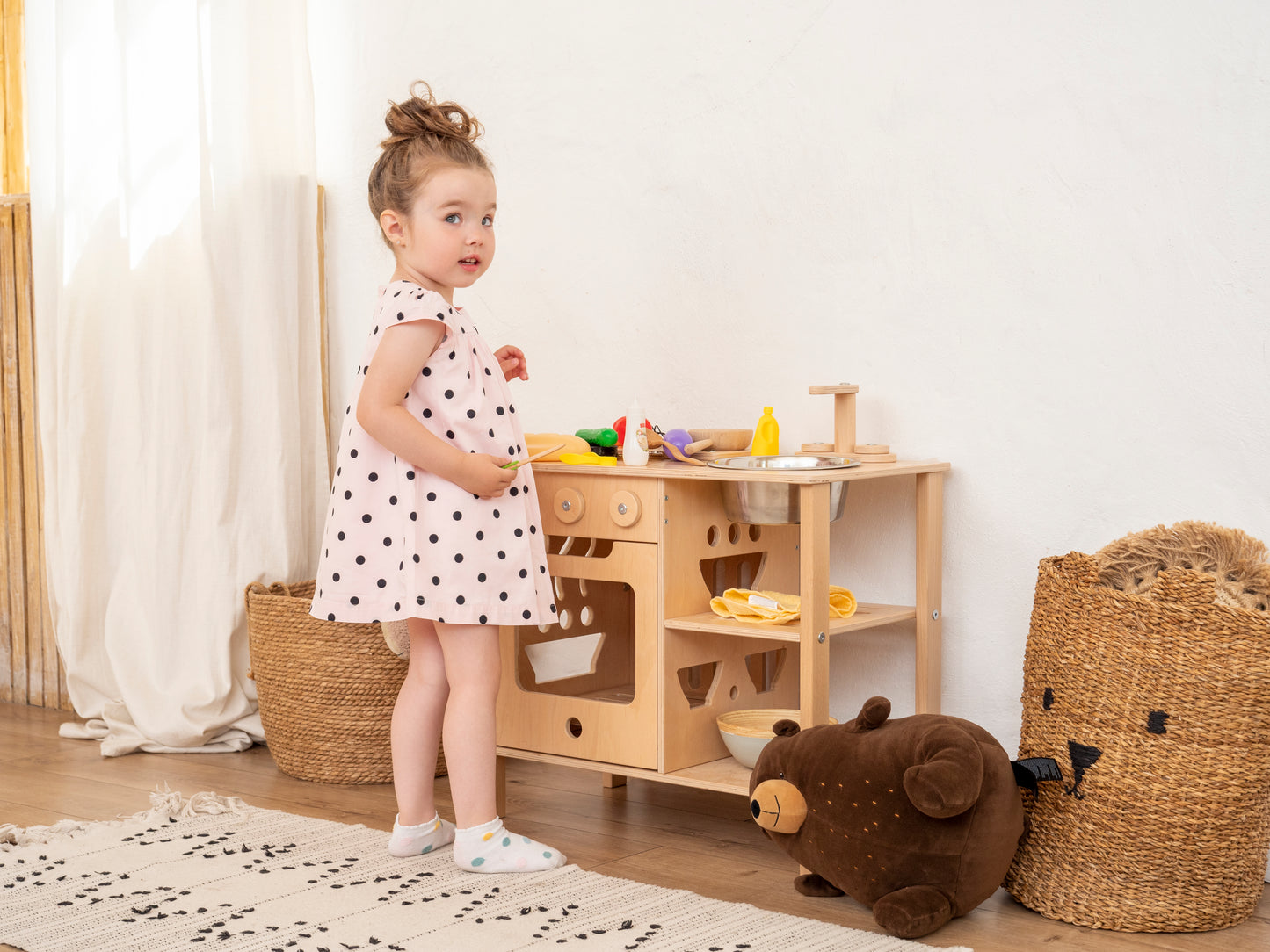 Mini Wooden Play Kitchen | Natural - Oliver Ruffus