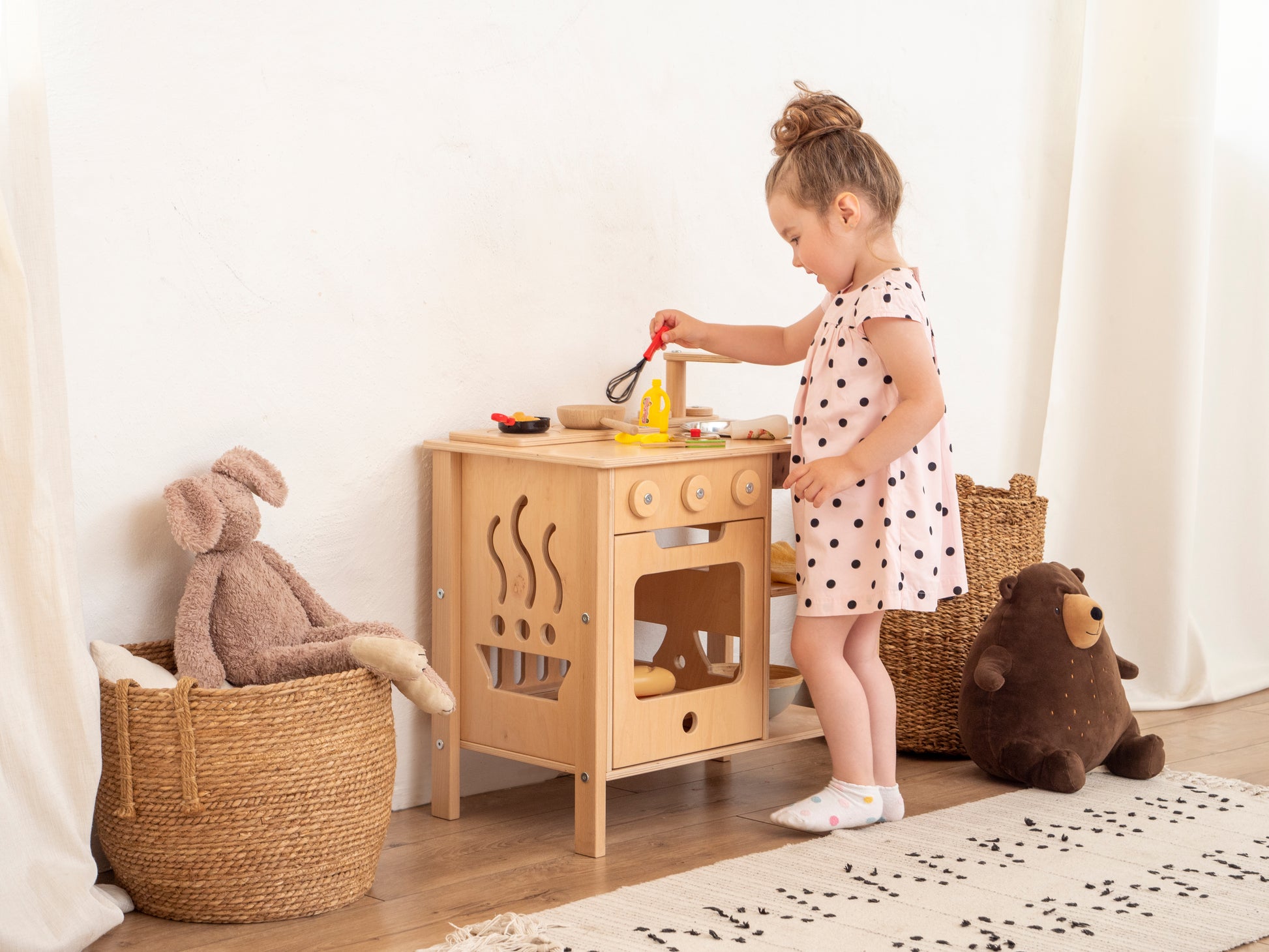 Mini Wooden Play Kitchen | Natural - Oliver Ruffus