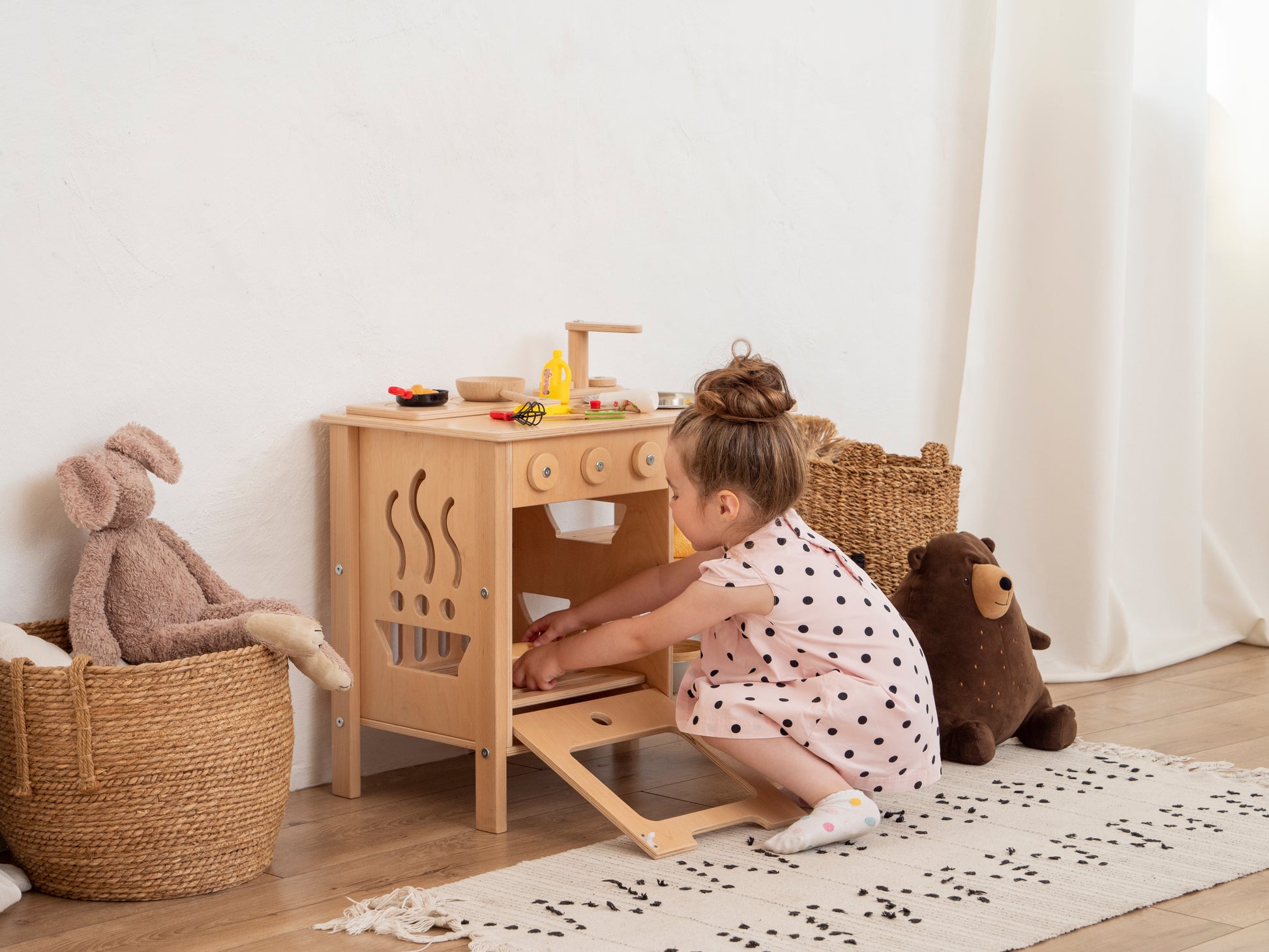 Mini Wooden Play Kitchen | Natural - Oliver Ruffus