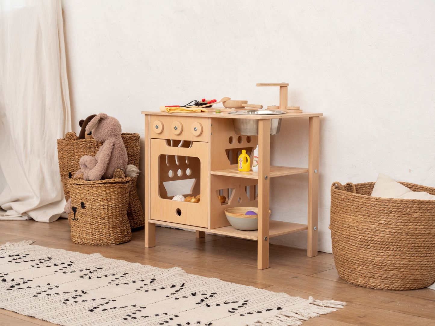 Mini Wooden Play Kitchen | Natural - Oliver Ruffus